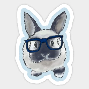 adorable bunny with glasses Sticker